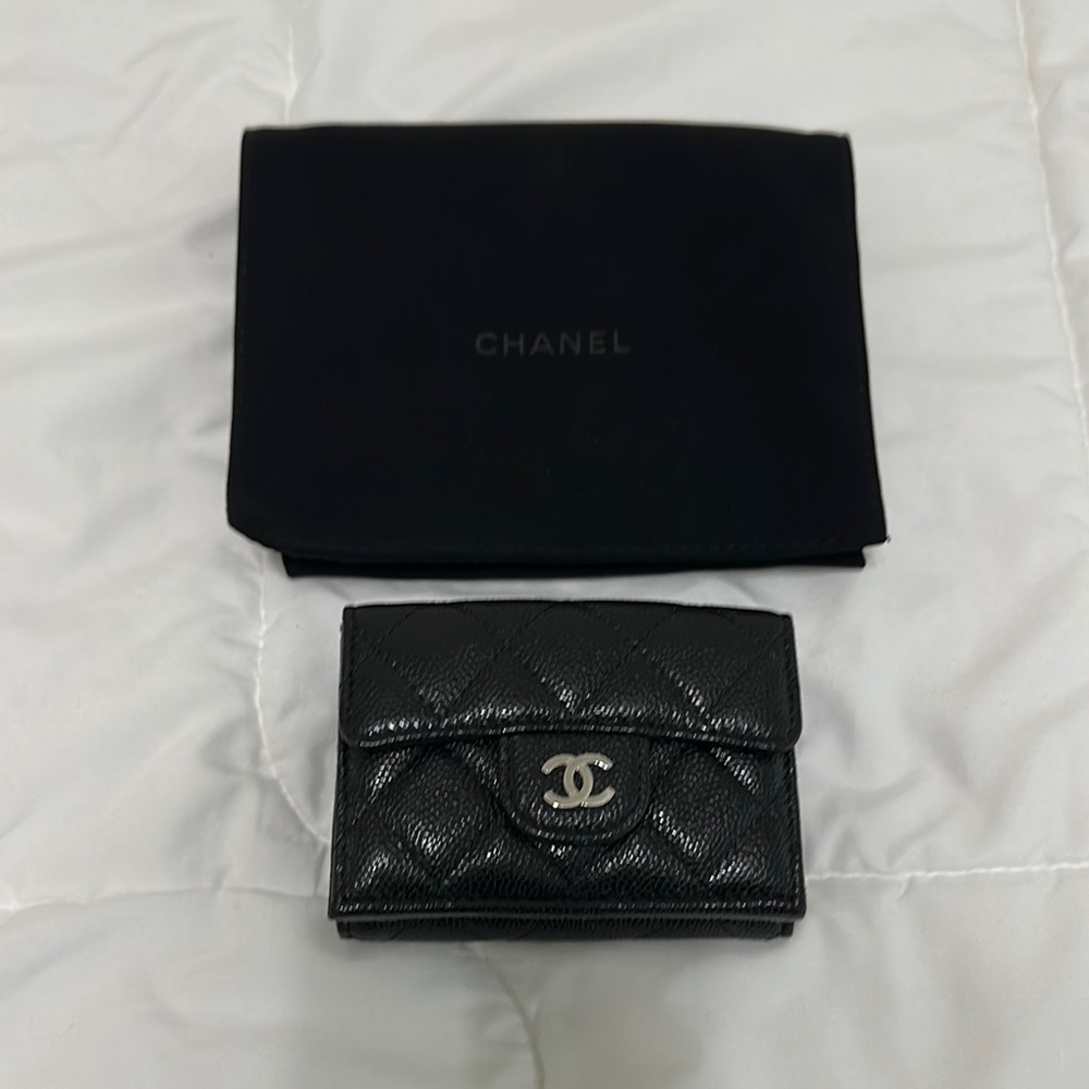 Chanel Black Quilted Wallet with Iconic CC Logo